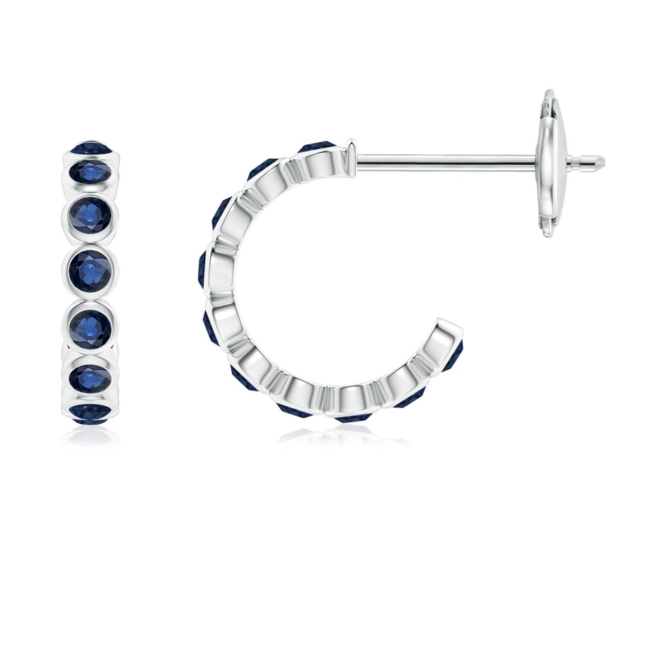 1.8mm AA Bezel-Set Sapphire Huggie Hoop Earrings in White Gold 