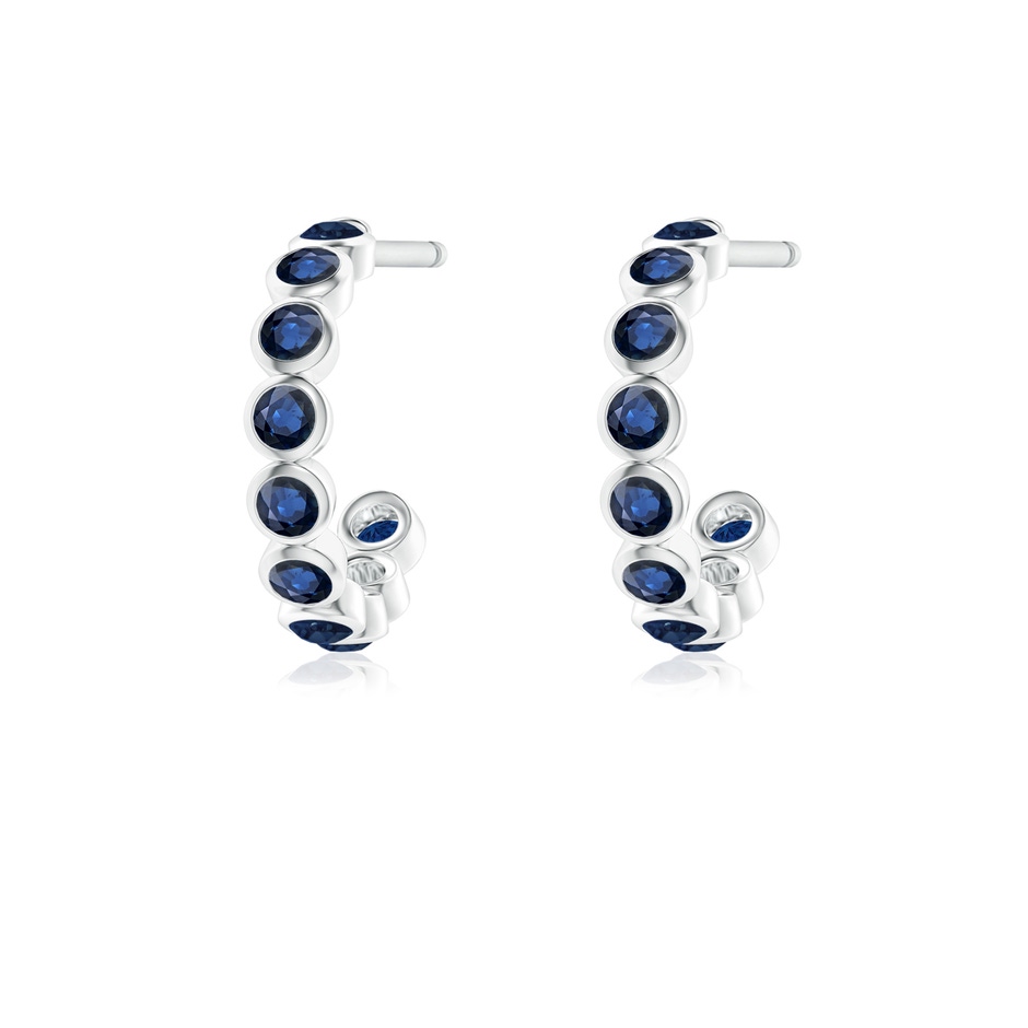 1.8mm AA Bezel-Set Sapphire Huggie Hoop Earrings in White Gold side 199