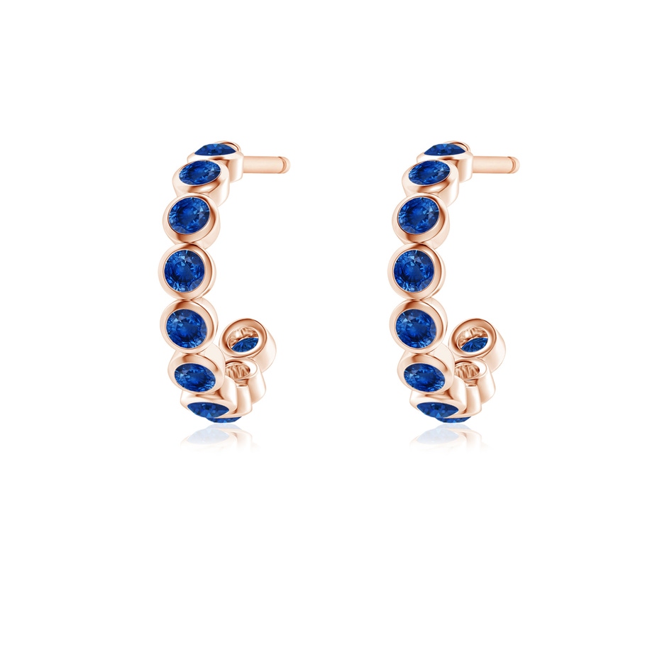 1.8mm AAA Bezel-Set Sapphire Huggie Hoop Earrings in Rose Gold side 199