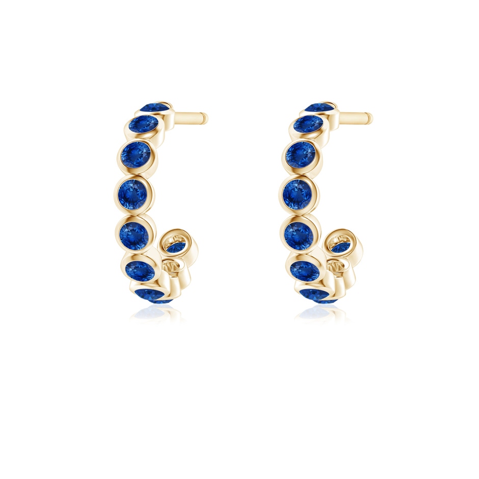 1.8mm AAA Bezel-Set Sapphire Huggie Hoop Earrings in Yellow Gold side 199