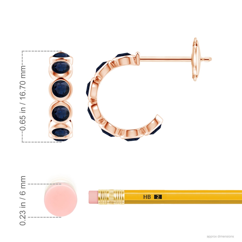 3.5mm A Bezel-Set Sapphire Huggie Hoop Earrings in Rose Gold ruler