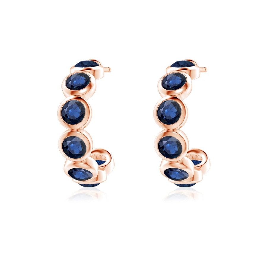 3.5mm AA Bezel-Set Sapphire Huggie Hoop Earrings in Rose Gold side 199
