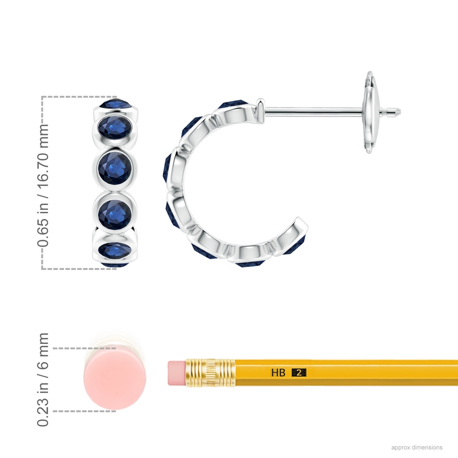 3.5mm AA Bezel-Set Sapphire Huggie Hoop Earrings in White Gold ruler