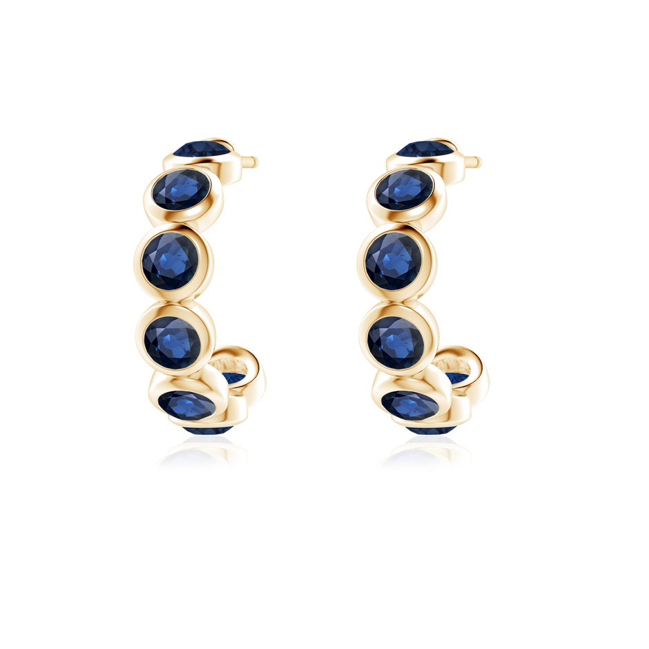 3.5mm AA Bezel-Set Sapphire Huggie Hoop Earrings in Yellow Gold side 199