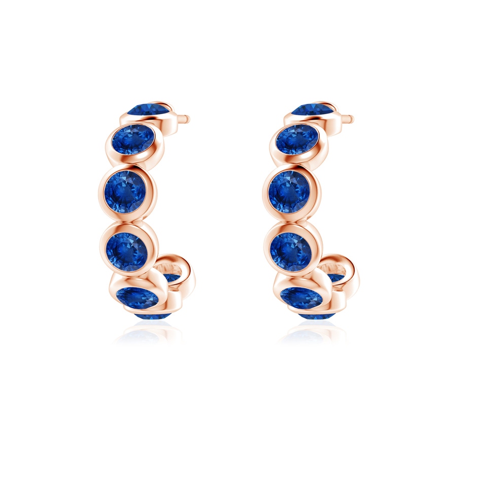 3.5mm AAA Bezel-Set Sapphire Huggie Hoop Earrings in Rose Gold side 199