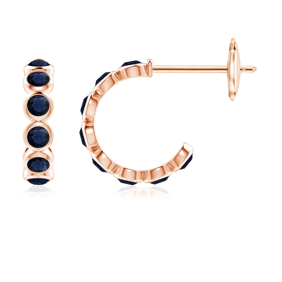 3mm A Bezel-Set Sapphire Huggie Hoop Earrings in Rose Gold 