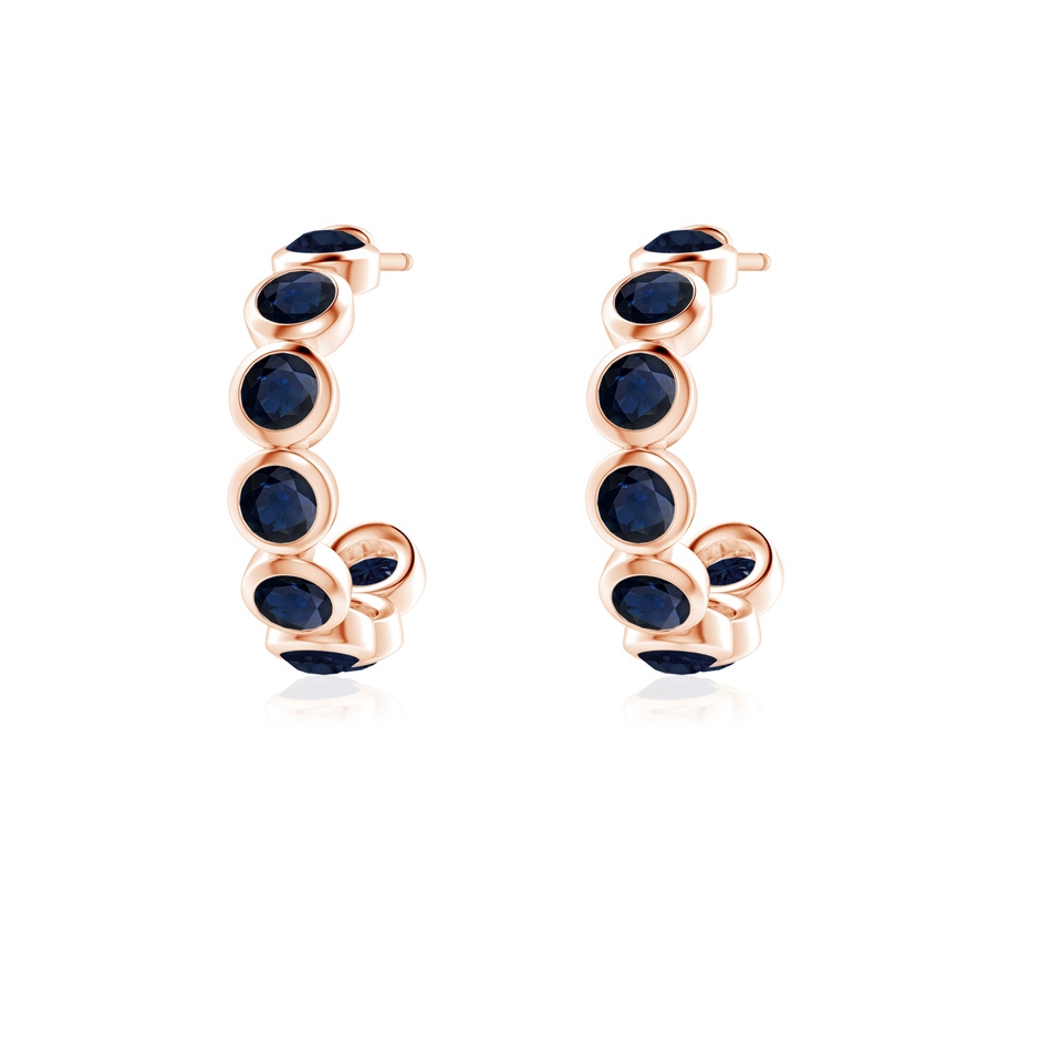 3mm A Bezel-Set Sapphire Huggie Hoop Earrings in Rose Gold side 199