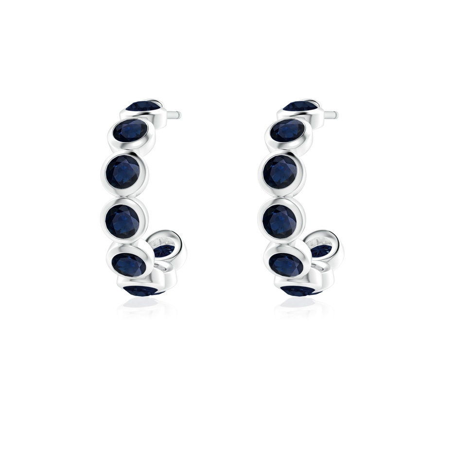 3mm A Bezel-Set Sapphire Huggie Hoop Earrings in White Gold side 199