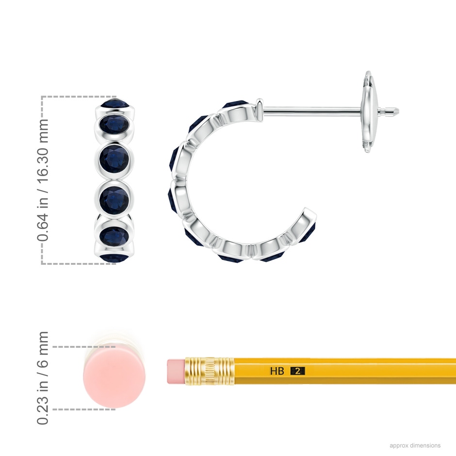 3mm A Bezel-Set Sapphire Huggie Hoop Earrings in White Gold ruler