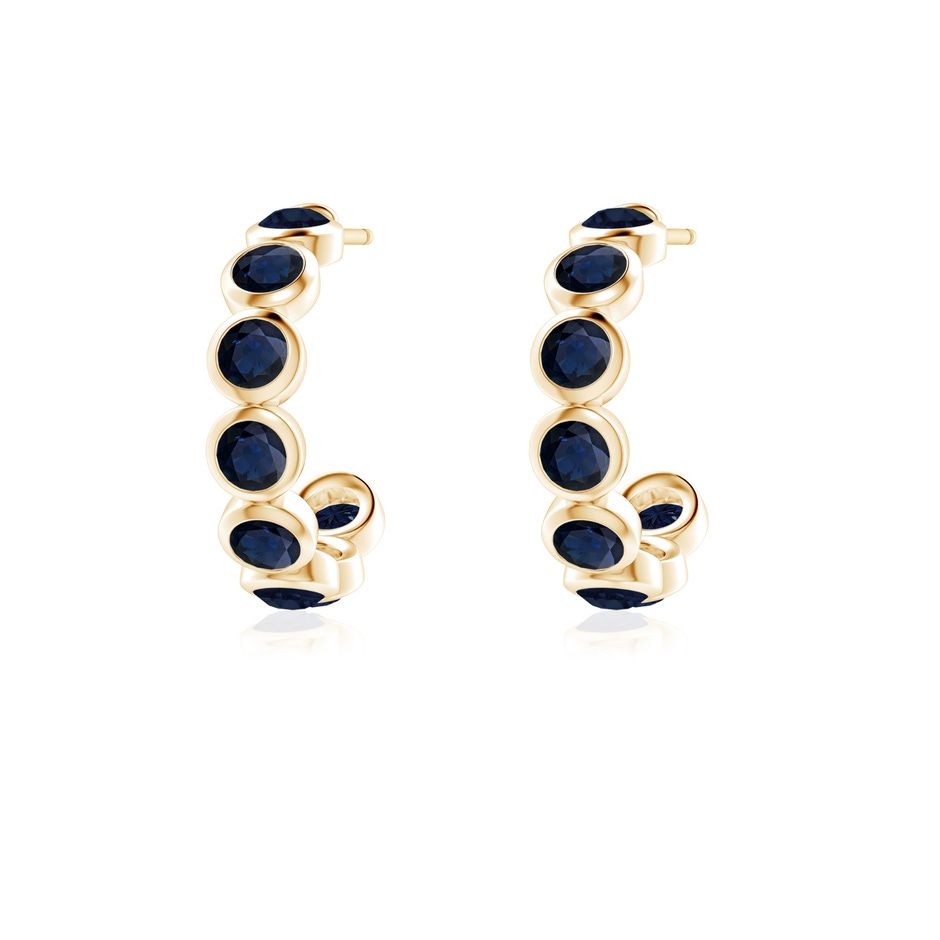 3mm A Bezel-Set Sapphire Huggie Hoop Earrings in Yellow Gold side 199
