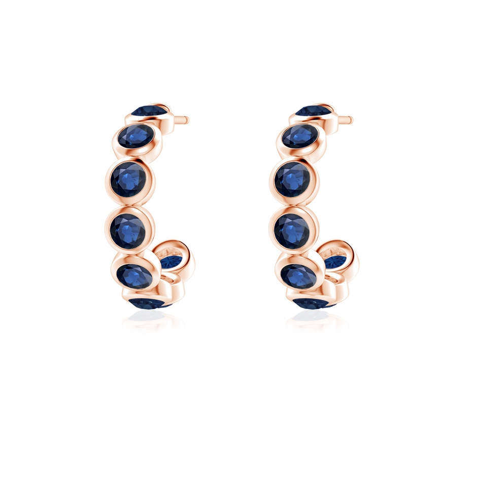 3mm AA Bezel-Set Sapphire Huggie Hoop Earrings in Rose Gold side 199