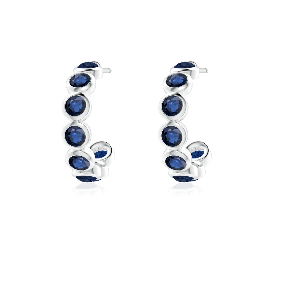 3mm AA Bezel-Set Sapphire Huggie Hoop Earrings in White Gold side 199
