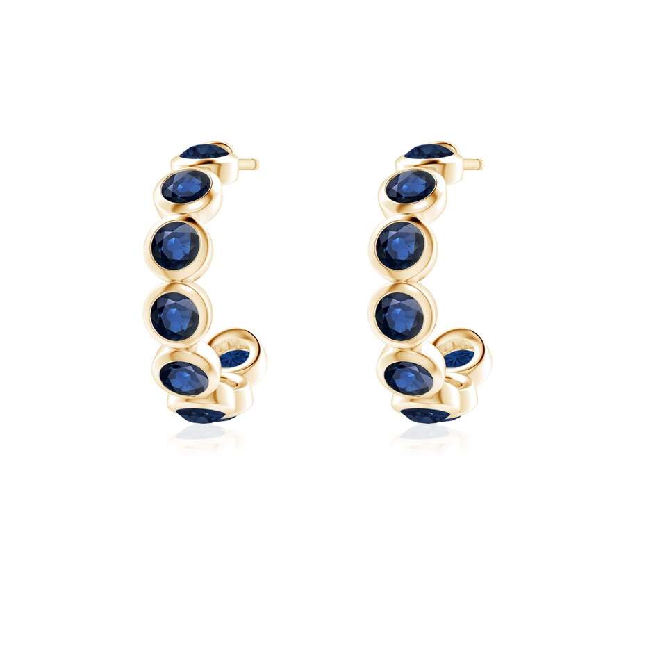 3mm AA Bezel-Set Sapphire Huggie Hoop Earrings in Yellow Gold side 199