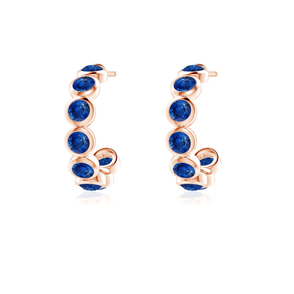 3mm AAA Bezel-Set Sapphire Huggie Hoop Earrings in Rose Gold side 199