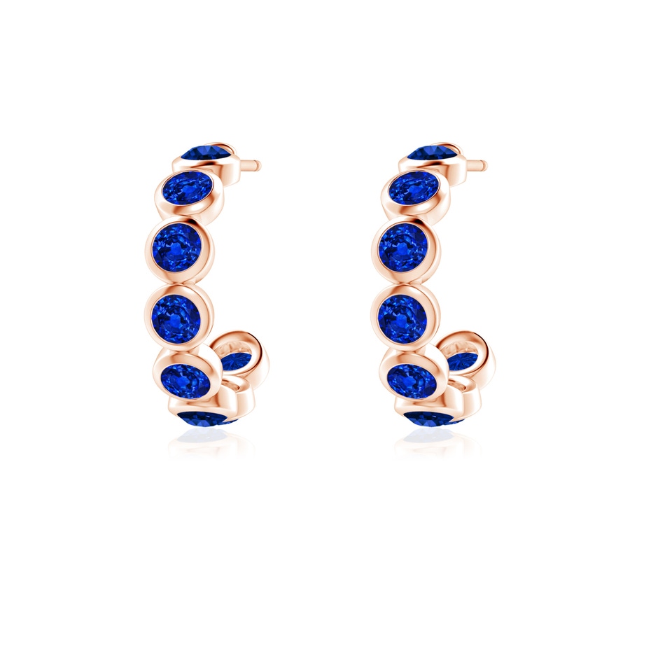 3mm AAAA Bezel-Set Sapphire Huggie Hoop Earrings in Rose Gold side 199