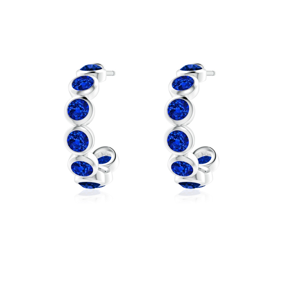 3mm Lab-Grown Bezel-Set Sapphire Huggie Hoop Earrings in White Gold side 199