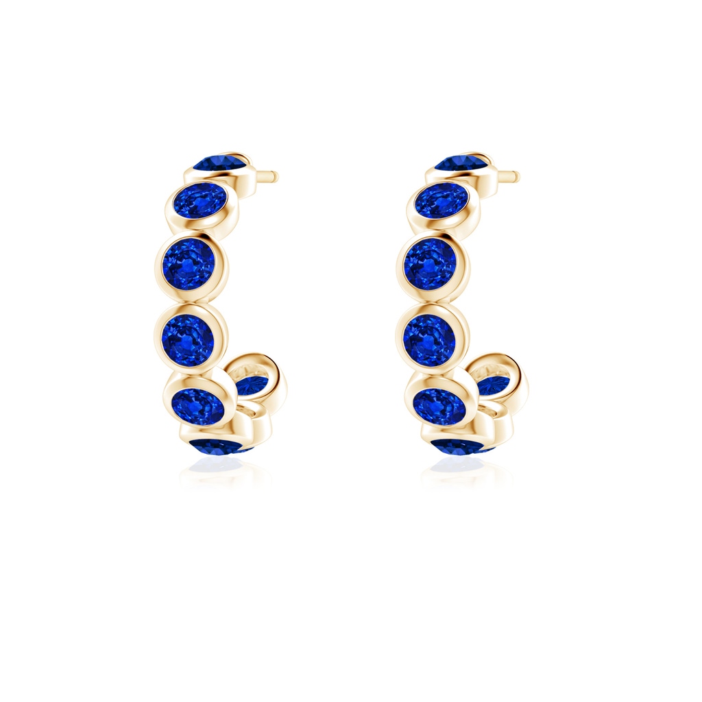 3mm Lab-Grown Bezel-Set Sapphire Huggie Hoop Earrings in Yellow Gold - side 199