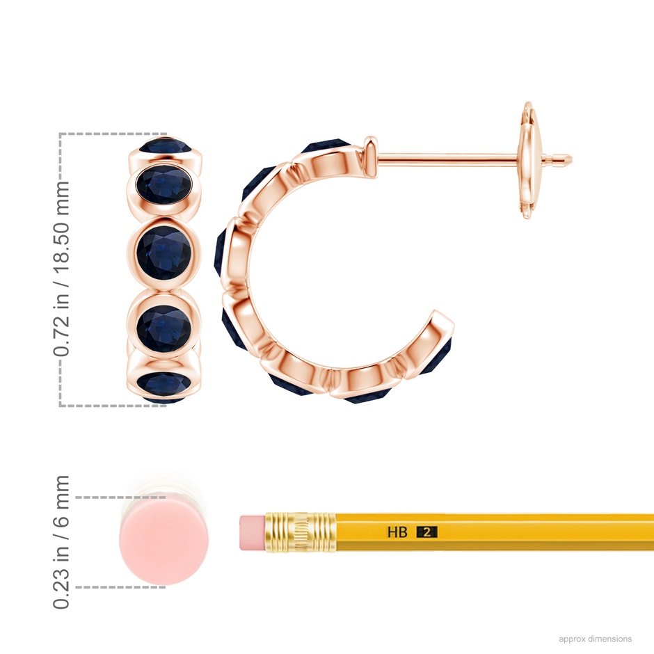 4mm A Bezel-Set Sapphire Huggie Hoop Earrings in 18K Rose Gold ruler