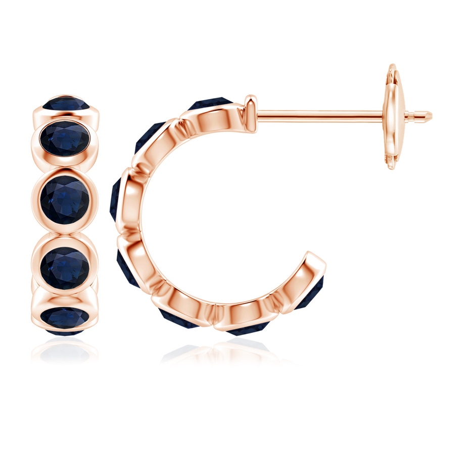 4mm A Bezel-Set Sapphire Huggie Hoop Earrings in Rose Gold 