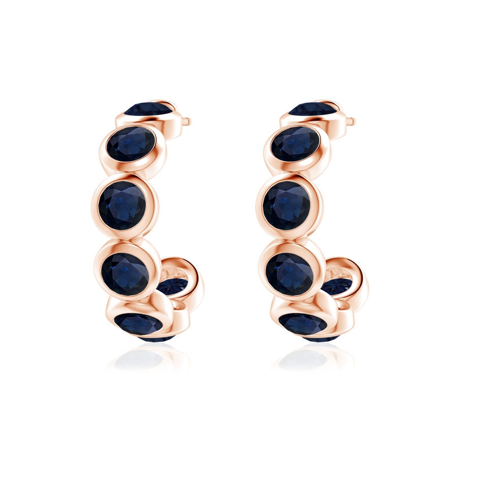 4mm A Bezel-Set Sapphire Huggie Hoop Earrings in Rose Gold side 199