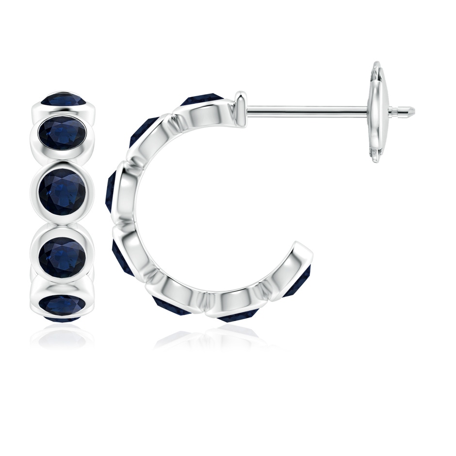 4mm A Bezel-Set Sapphire Huggie Hoop Earrings in White Gold 
