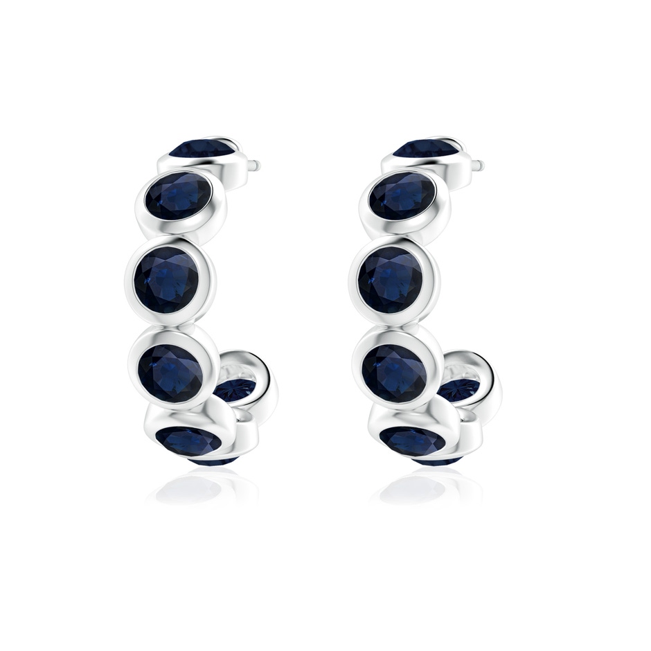 4mm A Bezel-Set Sapphire Huggie Hoop Earrings in White Gold side 199