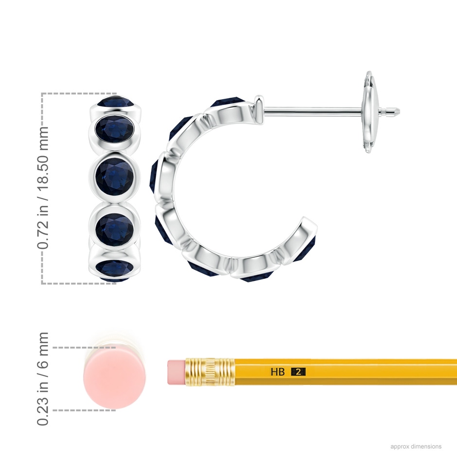 4mm A Bezel-Set Sapphire Huggie Hoop Earrings in White Gold ruler