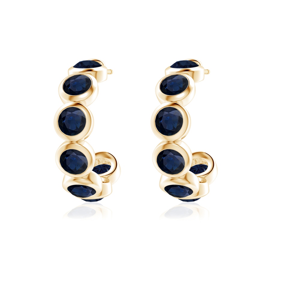 4mm A Bezel-Set Sapphire Huggie Hoop Earrings in Yellow Gold side 199