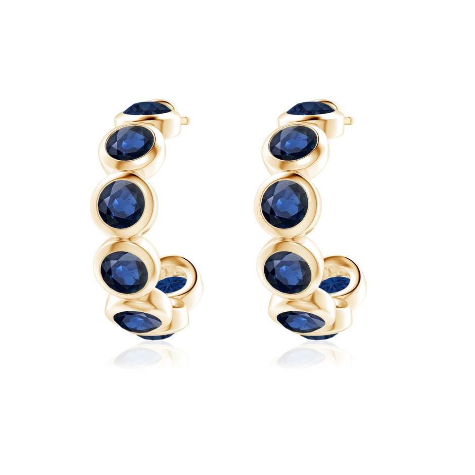 4mm AA Bezel-Set Sapphire Huggie Hoop Earrings in Yellow Gold side 199