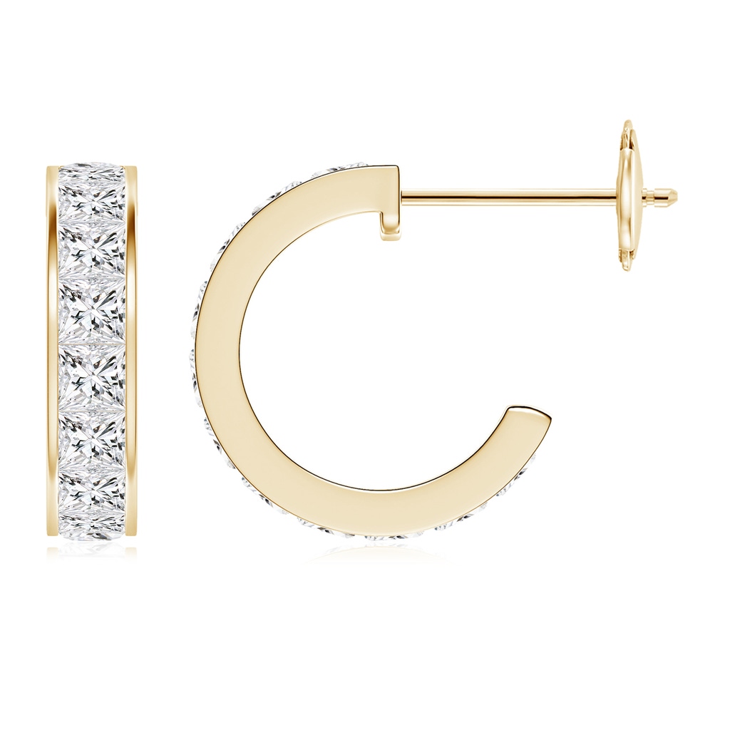 2.4mm HSI2 Channel-Set Princess Diamond Huggie Hoop Earrings in Yellow Gold