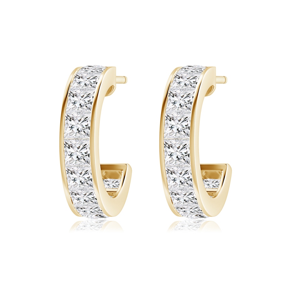 2.4mm HSI2 Channel-Set Princess Diamond Huggie Hoop Earrings in Yellow Gold side 199