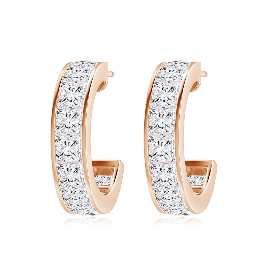 2.7mm GVS2 Channel-Set Princess Diamond Huggie Hoop Earrings in 18K Rose Gold side 199