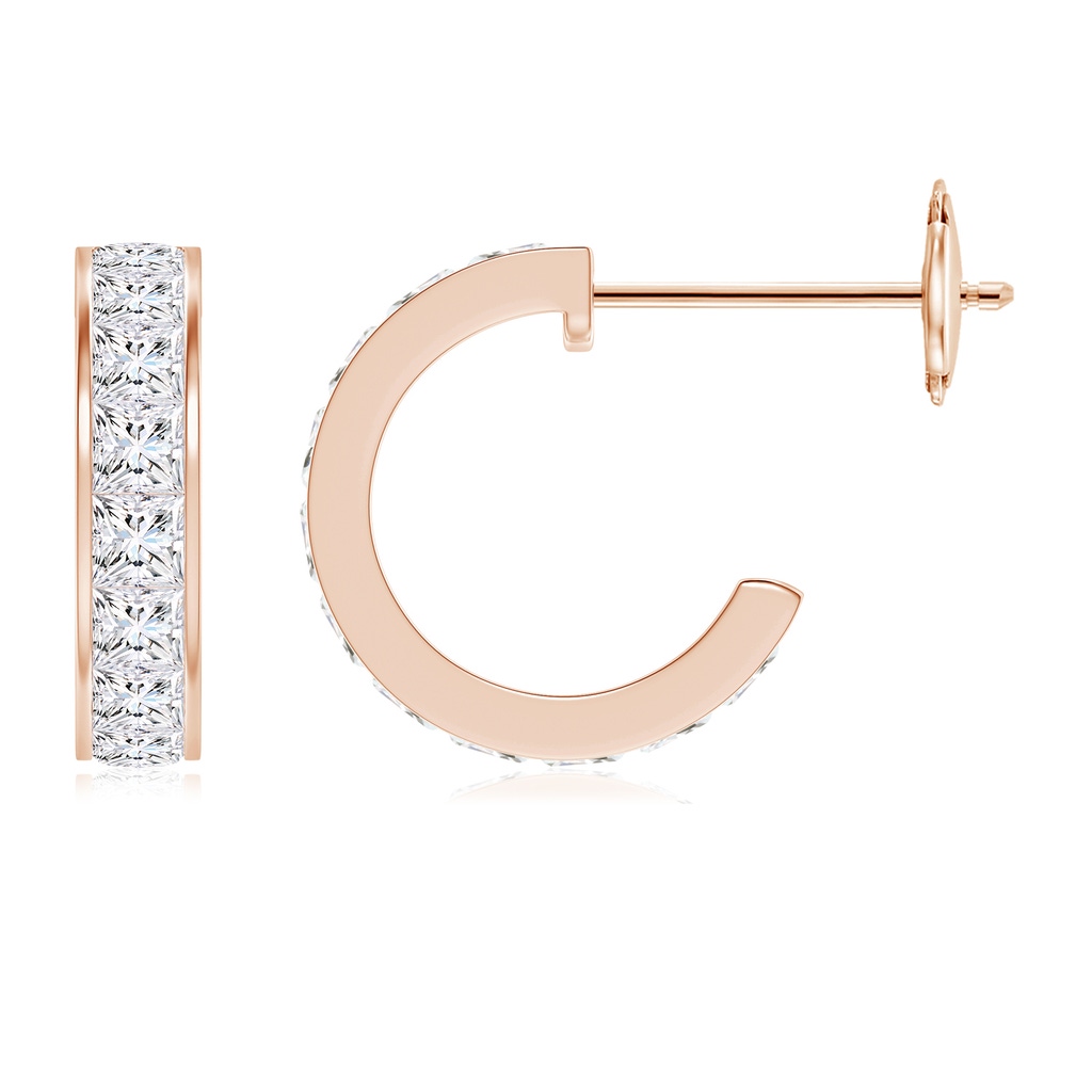 2mm GVS2 Channel-Set Princess Diamond Huggie Hoop Earrings in Rose Gold