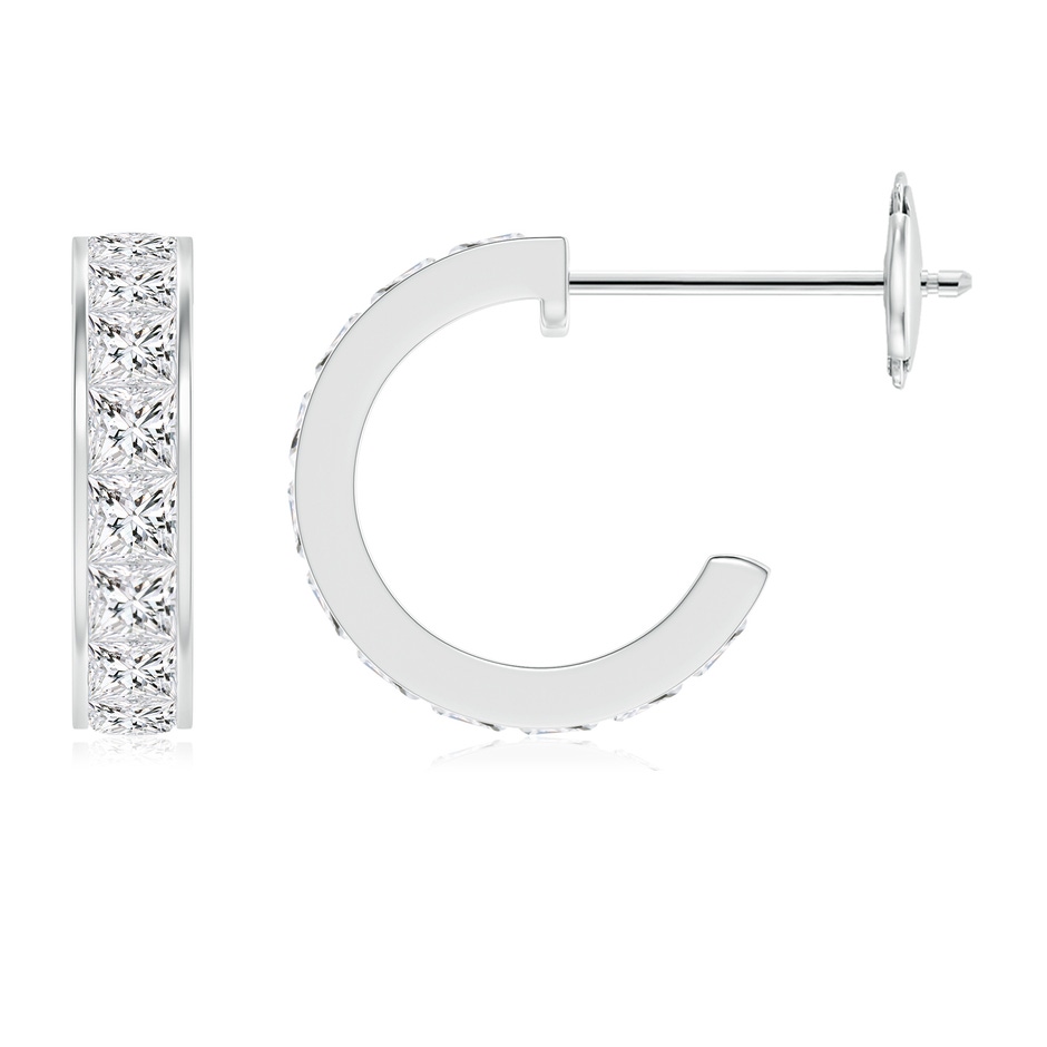 2mm HSI2 Channel-Set Princess Diamond Huggie Hoop Earrings in White Gold 