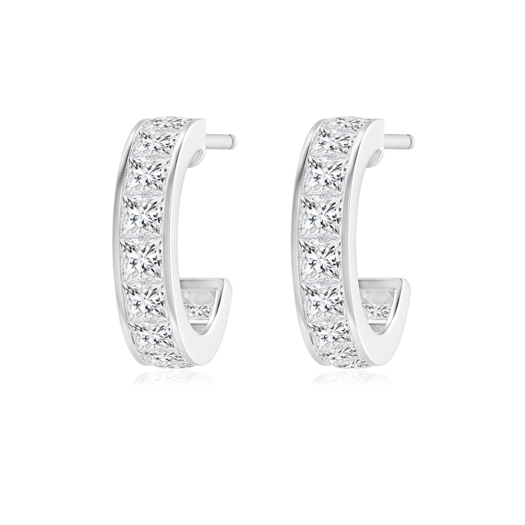 2mm HSI2 Channel-Set Princess Diamond Huggie Hoop Earrings in White Gold Side 199