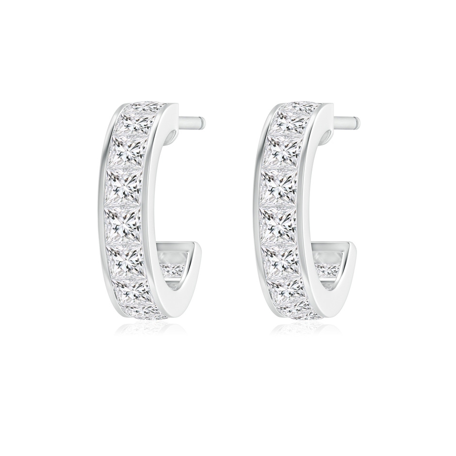 2mm HSI2 Channel-Set Princess Diamond Huggie Hoop Earrings in White Gold side 199