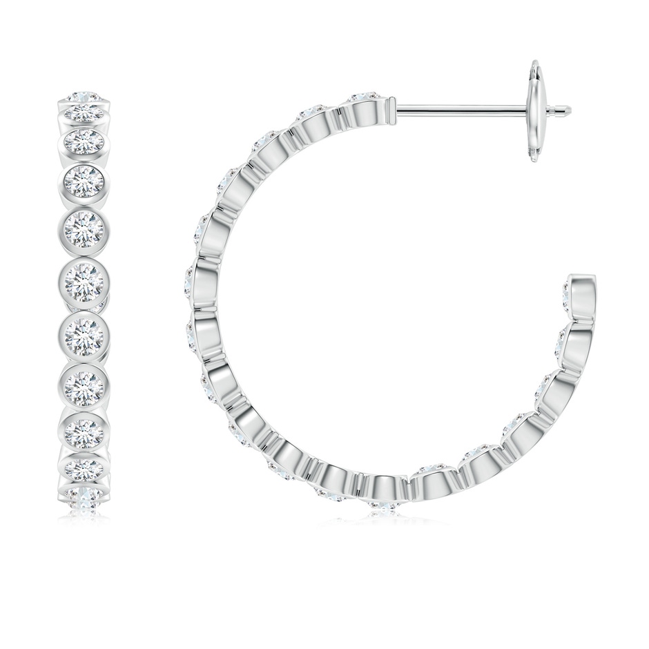 2mm GVS2 Bezel-Set Diamond Inside-Out Medium Hoop Earrings in White Gold 