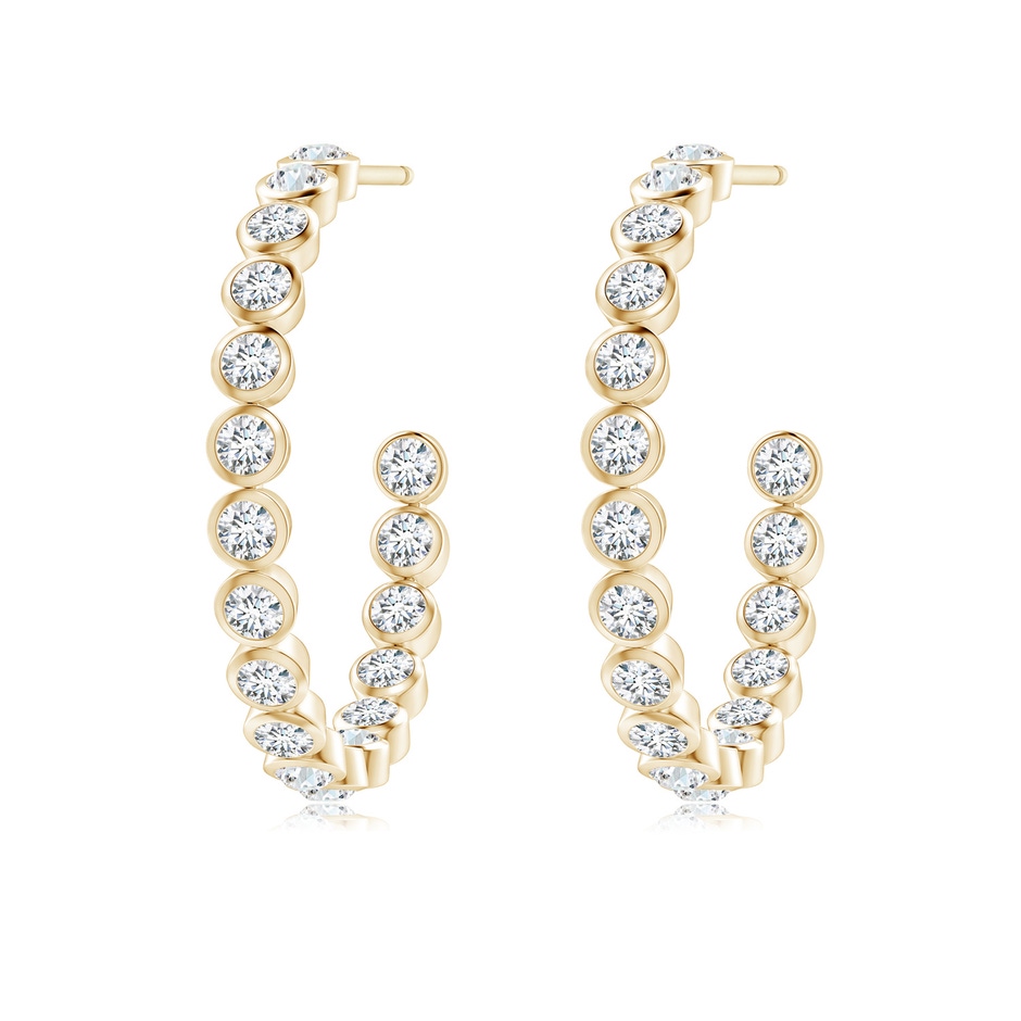 2mm GVS2 Bezel-Set Diamond Inside-Out Medium Hoop Earrings in Yellow Gold side-1