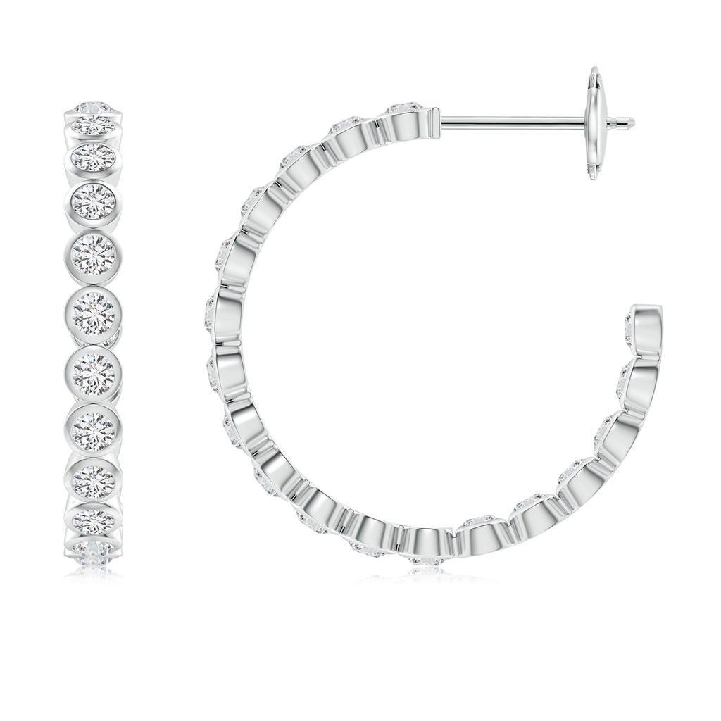2mm HSI2 Bezel-Set Diamond Inside-Out Medium Hoop Earrings in White Gold
