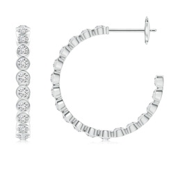 2mm HSI2 Bezel-Set Diamond Inside-Out Medium Hoop Earrings in White Gold