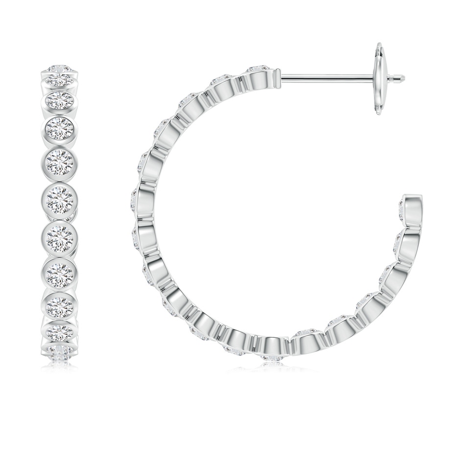 2mm HSI2 Bezel-Set Diamond Inside-Out Medium Hoop Earrings in White Gold 