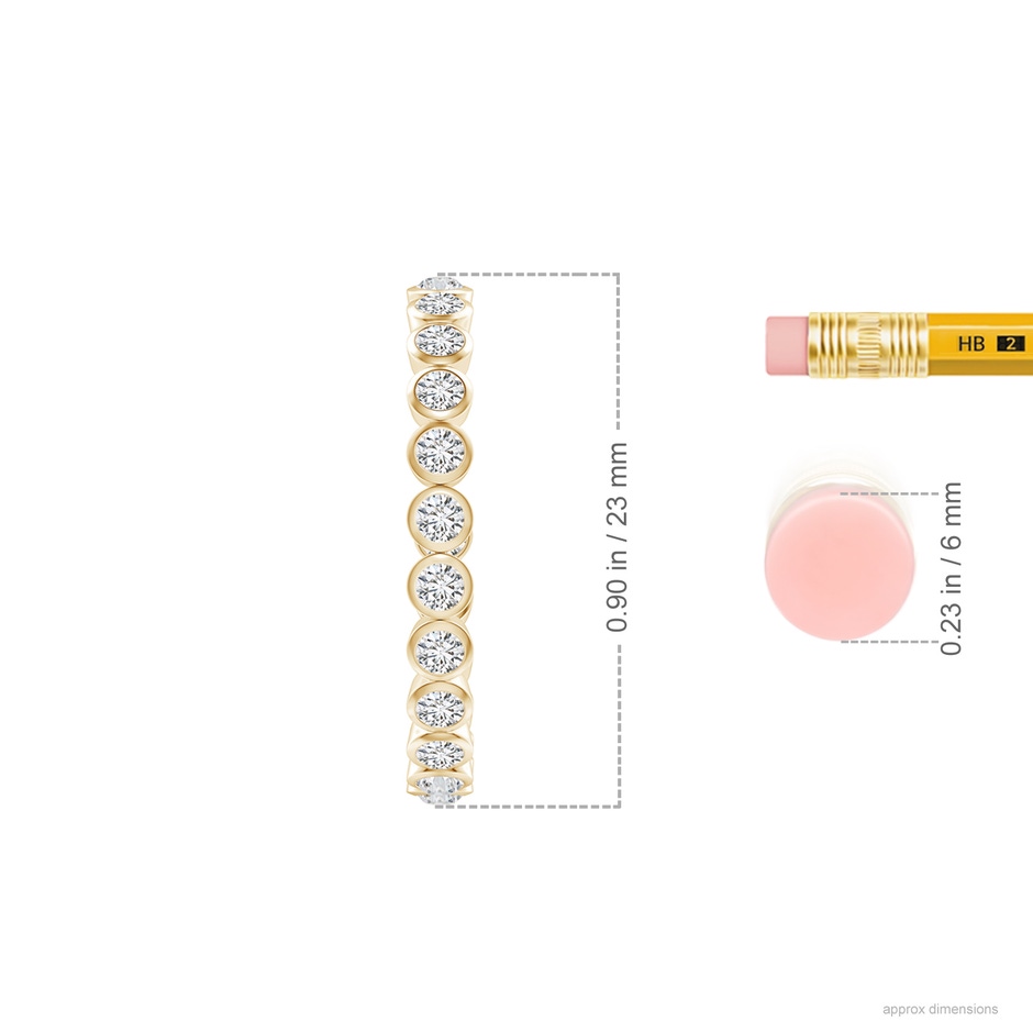 2mm HSI2 Bezel-Set Diamond Inside-Out Medium Hoop Earrings in Yellow Gold ruler