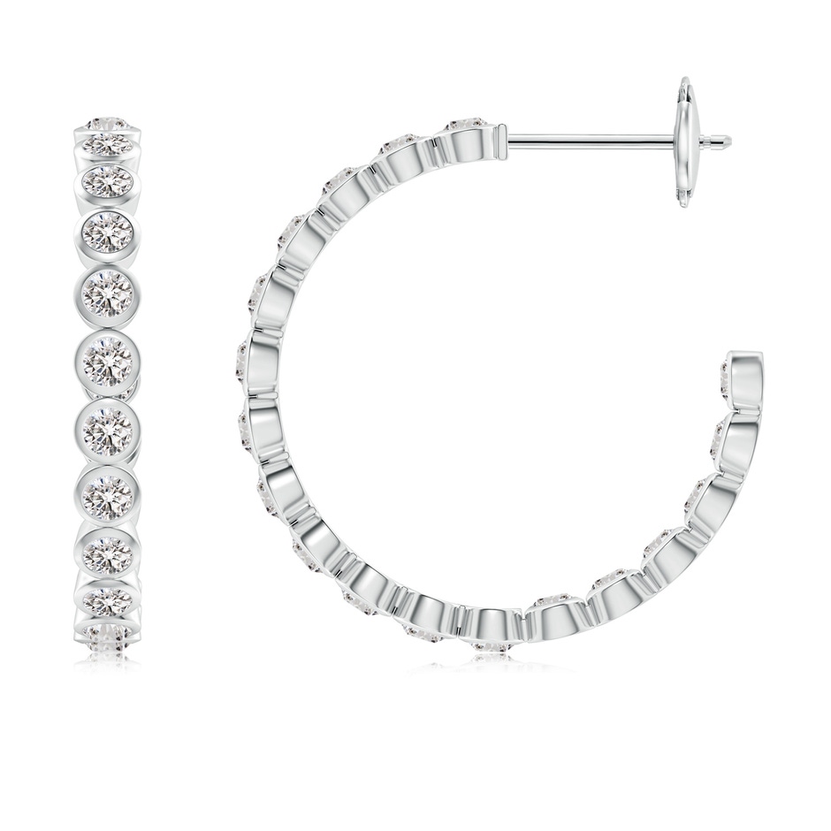 2mm IJI1I2 Bezel-Set Diamond Inside-Out Medium Hoop Earrings in White Gold 