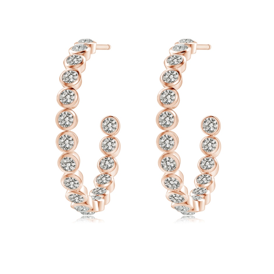 2mm KI3 Bezel-Set Diamond Inside-Out Medium Hoop Earrings in Rose Gold side-1