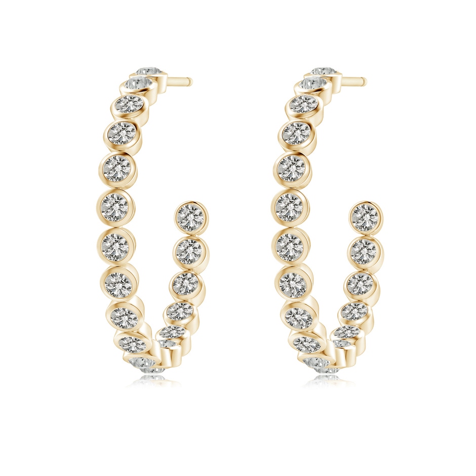 2mm KI3 Bezel-Set Diamond Inside-Out Medium Hoop Earrings in Yellow Gold side-1