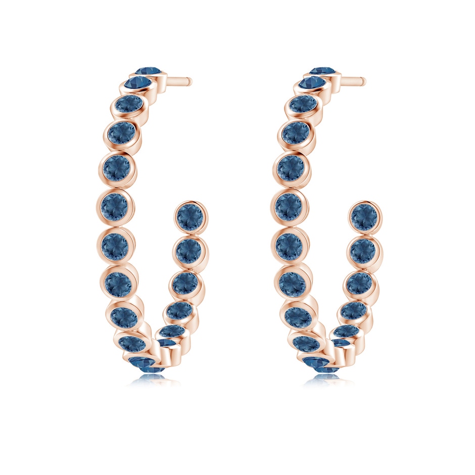 2mm A Bezel-Set London Blue Topaz Inside-Out Medium Hoop Earrings in Rose Gold side-1