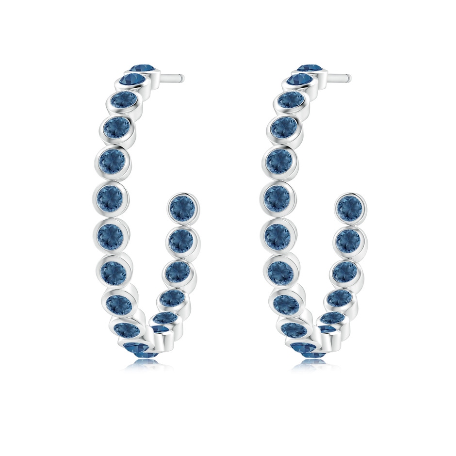 2mm A Bezel-Set London Blue Topaz Inside-Out Medium Hoop Earrings in White Gold side-1