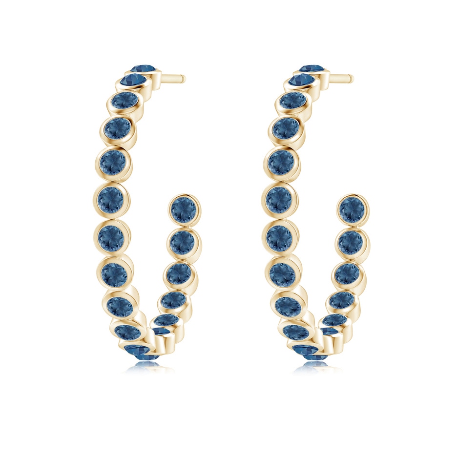 2mm A Bezel-Set London Blue Topaz Inside-Out Medium Hoop Earrings in Yellow Gold side-1