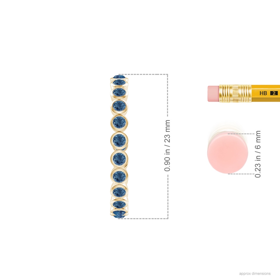 2mm A Bezel-Set London Blue Topaz Inside-Out Medium Hoop Earrings in Yellow Gold ruler