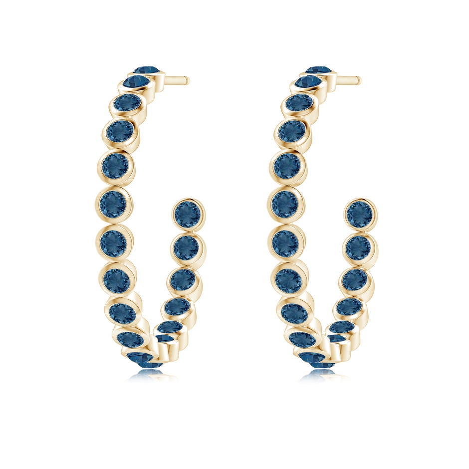 2mm AA Bezel-Set London Blue Topaz Inside-Out Medium Hoop Earrings in 9K Yellow Gold side-1